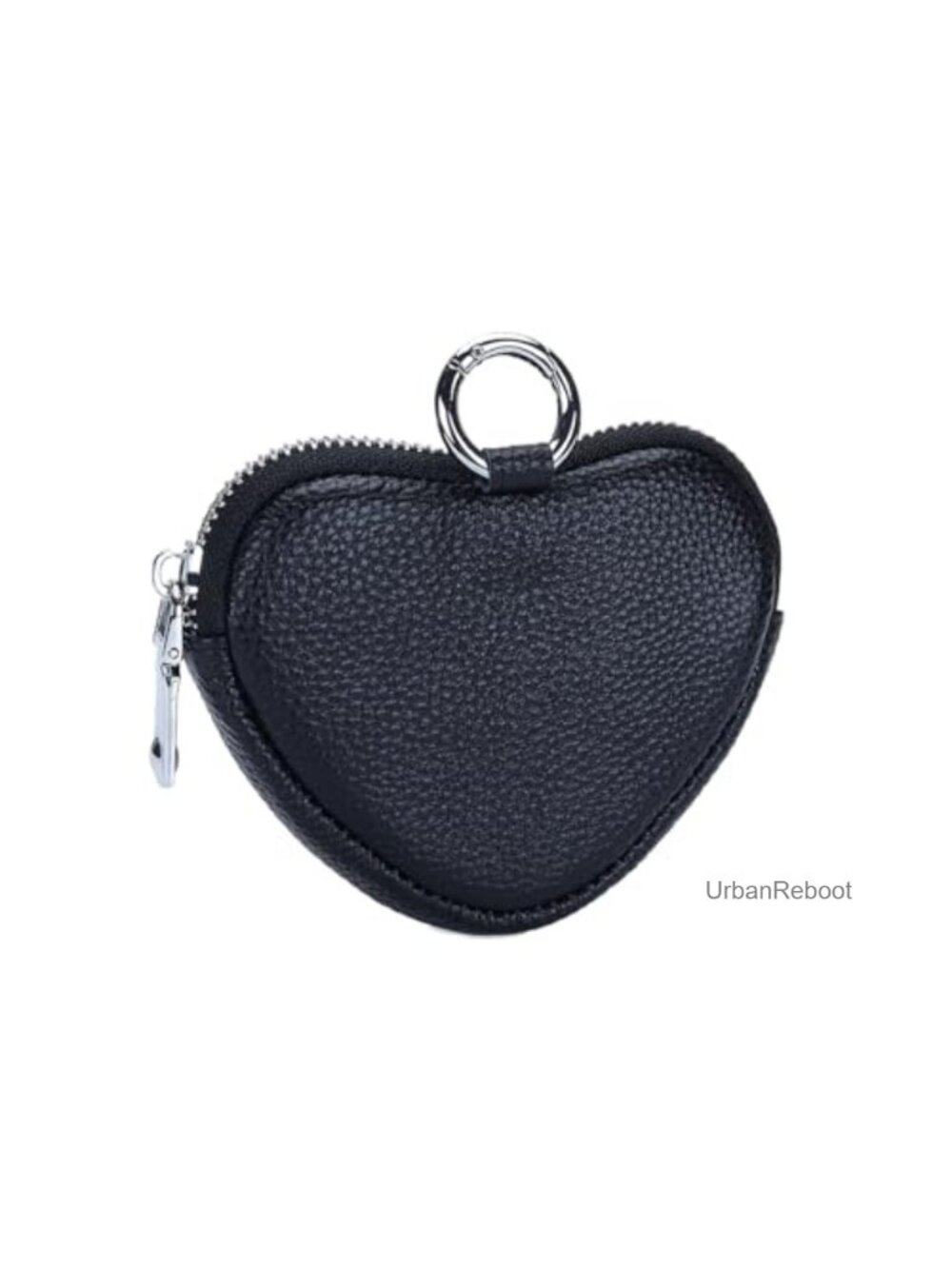 Genuine Leather Heart Shaped Coin Wallet Mini Zipper Purse